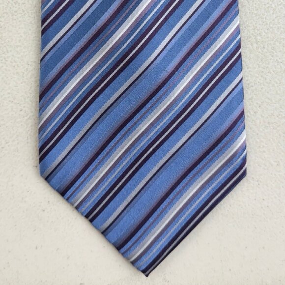 Other - Vintage Diagonal Striped Silk Tie 1990s Satin Necktie Blue/Purple Necktie  Condi